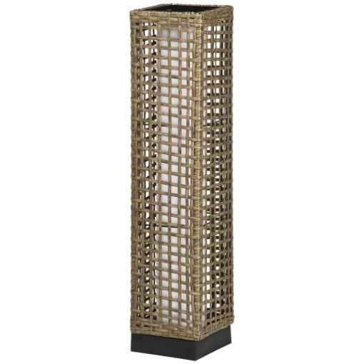 LAMPADA SOLARE DA GIARDINO CON PANNELLO DI RICARICA, IN ACCIAIO E RATTAN, 15.5X15.5X69 CM, NERO E MARRONE