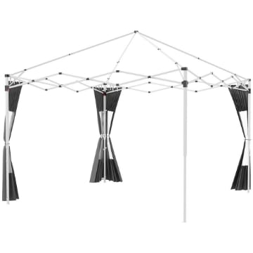 SET 2 PARETI PER GAZEBO 3X6M E 3X3 M IN TESSUTO OXFORD CON FINESTRE E CERNIERE, 295X195CM, GRIGIO