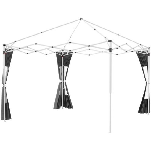 SET 2 PARETI PER GAZEBO 3X6M E 3X3 M IN TESSUTO OXFORD CON FINESTRE E CERNIERE, 295X195CM, GRIGIO