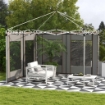 SET 2 PARETI PER GAZEBO 3X6M E 3X3 M IN TESSUTO OXFORD CON FINESTRE E CERNIERE, 295X195CM, GRIGIO