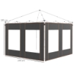 SET 2 PARETI PER GAZEBO 3X6M E 3X3 M IN TESSUTO OXFORD CON FINESTRE E CERNIERE, 295X195CM, GRIGIO