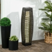 LAMPADA SOLARE DA GIARDINO CON PANNELLO DI RICARICA, IN ACCIAIO E RATTAN, 21X21X78 CM, NERO E GRIGIO