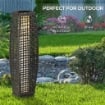 LAMPADA SOLARE DA GIARDINO CON PANNELLO DI RICARICA, IN ACCIAIO E RATTAN, 21X21X78 CM, NERO E GRIGIO