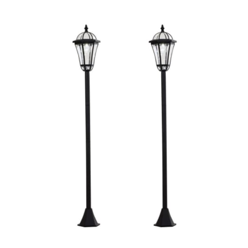 SET 2 LAMPIONI SOLARI PER GIARDINO CON 2 LED E ACCENSIONE AUTOMATICA, NERO
