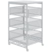 CARRELLO PORTAOGGETTI A 3 LIVELLI IN TRUCIOLATO E ACCIAIO, 34X29.5X57.5 CM, BIANCO