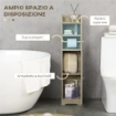 MOBILE BAGNO IN TRUCIOLATO CON 2 RIPIANI E ARMADIETTO A 2 LIVELLI, 23X18X100CM, GRIGIO