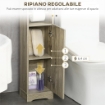 MOBILE BAGNO IN TRUCIOLATO CON 2 RIPIANI E ARMADIETTO A 2 LIVELLI, 23X18X100CM, GRIGIO