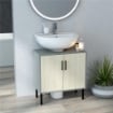 MOBILE BAGNO SOTTOLAVABO CON DOPPIA ANTA E RIPIANO IN TRUCIOLATO, 60X30X60CM, GRIGIO E COLOR QUERCIA