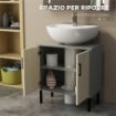 MOBILE BAGNO SOTTOLAVABO CON DOPPIA ANTA E RIPIANO IN TRUCIOLATO, 60X30X60CM, GRIGIO E COLOR QUERCIA