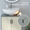 MOBILE BAGNO SOTTOLAVABO CON DOPPIA ANTA E RIPIANO IN TRUCIOLATO, 60X30X60CM, GRIGIO E COLOR QUERCIA