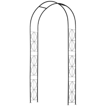 ARCO PER ROSE E SUPPORTO PER PIANTE RAMPICANTI IN METALLO, 114X30X230CM, NERO