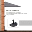OMBRELLONE DA PARETE MEZZALUNA SALVASPAZIO CON APERTURA A MANOVELLA, GRIGIO