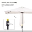 OMBRELLONE DA PARETE MEZZALUNA SALVASPAZIO CON APERTURA A MANOVELLA, CREMA