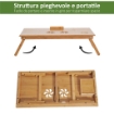 TAVOLINO DA LETTO PER PC PIEGHEVOLE E INCLINABILE CON CASSETTO, 72X35X22-30, COLORE LEGNO