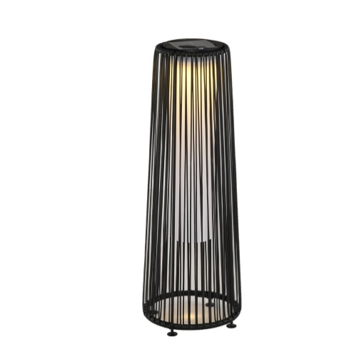 LANTERNA SOLARE DA GIARDINO LED CON PANNELLO DI RICARICA IN RATTAN E METALLO , Ø21.5X61CM, NERO