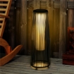 LANTERNA SOLARE DA GIARDINO LED CON PANNELLO DI RICARICA IN RATTAN E METALLO , Ø21.5X61CM, NERO