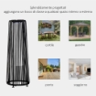 LANTERNA SOLARE DA GIARDINO LED CON PANNELLO DI RICARICA IN RATTAN E METALLO , Ø21.5X61CM, NERO