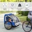 RIMORCHIO BICI BAMBINI 2 POSTI CON CINTURE DI SICUREZZA IN ACCIAIO E TESSUTO OXFORD BLU