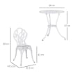 SET DA GIARDINO 3 PEZZI IN ALLUMINIO CON 2 SEDIE 42.5X47.5X89 CM E TAVOLINO ROTONDO Ø60X67 CM, BIANCO