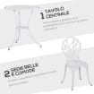 SET DA GIARDINO 3 PEZZI IN ALLUMINIO CON 2 SEDIE 42.5X47.5X89 CM E TAVOLINO ROTONDO Ø60X67 CM, BIANCO