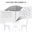 SET DA GIARDINO 3 PEZZI IN ALLUMINIO CON 2 SEDIE 42.5X47.5X89 CM E TAVOLINO ROTONDO Ø60X67 CM, BIANCO