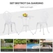 SET DA GIARDINO 3 PEZZI IN ALLUMINIO CON 2 SEDIE 42.5X47.5X89 CM E TAVOLINO ROTONDO Ø60X67 CM, BIANCO
