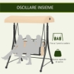 DONDOLO DA GIARDINO 2 POSTI CON TETTO PARASOLE REGOLABILE E TASCHE LATERALI, BEIGE