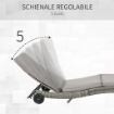 SDRAIO DA GIARDINO IN RATTAN PE CON SCHIENALE REGOLABILE E CUSCINO, 207X70X70CM, GRIGIO