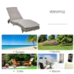 SDRAIO DA GIARDINO IN RATTAN PE CON SCHIENALE REGOLABILE E CUSCINO, 207X70X70CM, GRIGIO