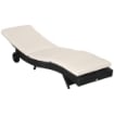 SDRAIO DA GIARDINO IN RATTAN PE CON SCHIENALE REGOLABILE E CUSCINO, 207X70X70CM, NERO