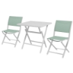 SET DA GIARDINO 3PZ PIEGHEVOLI IN ALLUMINIO CON 2 SEDIE 47X54X83 CM E TAVOLO 70X70X72 CM, VERDE