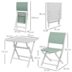 SET DA GIARDINO 3PZ PIEGHEVOLI IN ALLUMINIO CON 2 SEDIE 47X54X83 CM E TAVOLO 70X70X72 CM, VERDE