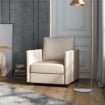 POLTRONA MODERNA IN TESSUTO TRASPIRANTE EFFETTO LINO CON TASCA INTERNA, 80X85X88 CM, BEIGE