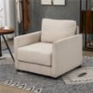 POLTRONA MODERNA IN TESSUTO TRASPIRANTE EFFETTO LINO CON TASCA INTERNA, 80X85X88 CM, BEIGE