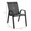 SET 4 SEDIE DA GIARDINO IMPILABILI CON BRACCIOLI IN RATTAN PE E ACCIAIO, GRIGIO