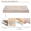 TENDA DA SOLE PER ESTERNO A BRACCI AVVOLGIBILE CON APERTURA A MANOVELLA, 295X200 CM, BEIGE