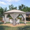 GAZEBO PIEGHEVOLE CON ZANZARIERA E DOPPIO TETTUCCIO, 330X330X288CM, BEIGE