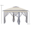 GAZEBO PIEGHEVOLE CON ZANZARIERA E DOPPIO TETTUCCIO, 330X330X288CM, BEIGE