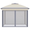 GAZEBO PIEGHEVOLE CON ZANZARIERA E DOPPIO TETTUCCIO, 330X330X288CM, BEIGE