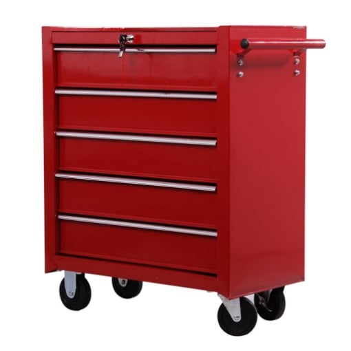 CARRELLO CASSETTIERA PORTA UTENSILI PER OFFICINA, ROSSO, 67.5X33X77CM