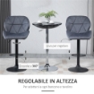 SET 2 SGABELLI DA BAR CON ALTEZZA REGOLABILE BASE IN METALLO SEDUTA IN VELLUTO, SGABELLI CUCINA ALTI GIREVOLE CON SCHIENALE E POGGIAPIEDI, 51.5X57.5X93-114.5CM, GRIGIO