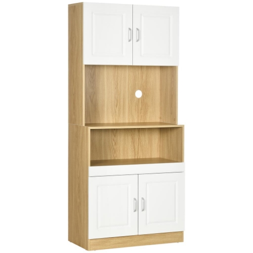 MOBILE DISPENSA ALTO IN TRUCIOLATO A 4 ANTE CON ARMADIETTI E RIPIANO APERTO, 80X40X180 CM