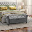 PANCA FONDO LETTO IN TESSUTO VELLUTATO CON SPAZIO PORTAOGGETTI E BRACCIOLI, 126X48.5X57 CM, GRIGIO