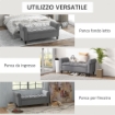 PANCA FONDO LETTO IN TESSUTO VELLUTATO CON SPAZIO PORTAOGGETTI E BRACCIOLI, 126X48.5X57 CM, GRIGIO