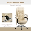 POLTRONA MASSAGGIANTE ERGONOMICA AD ALTEZZA REGOLABILE CON 6 PUNTI VIBRANTI, 65X160X104 CM, CREMA