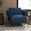 POLTRONA MODERNA PER CASA E UFFICIO IN TESSUTO EFFETTO LINO CON IMBOTTITURA, 89X72.5X76 CM, BLU SCURO