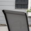 SET 4 SEDIE DA GIARDINO IMPILABILI E SALVASPAZIO CON BRACCIOLI IN METALLO E TESSUTO A RETE, GRIGIO