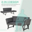 DIVANO DA GIARDINO 2 POSTI IN RATTAN CON IMBOTTITURA E BRACCIOLI RIBALTABILI, 129X63X67CM, GRIGIO