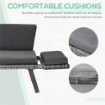 DIVANO DA GIARDINO 2 POSTI IN RATTAN CON IMBOTTITURA E BRACCIOLI RIBALTABILI, 129X63X67CM, GRIGIO