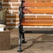 PANCHINA DA GIARDINO 2 POSTI IN ALLUMINIO E LEGNO A DOGHE CON BRACCIOLI, 120X64X79CM, TEAK